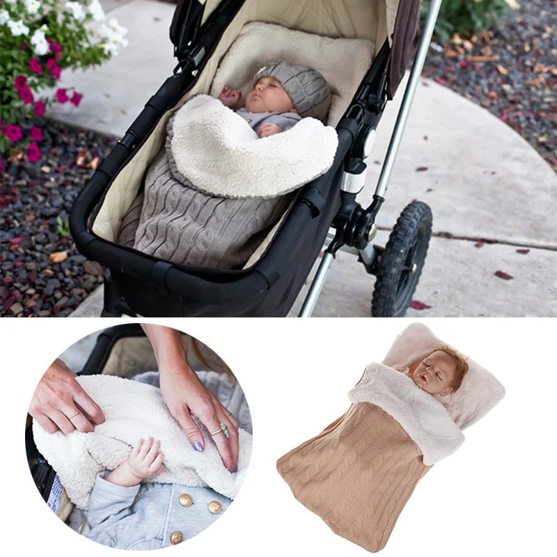 

Breathable Baby Sleeping Bag Envelope Winter Kids Sleepsack Footmuff Stroller Wool Knitted Sleep Sack Children Newborn Infant