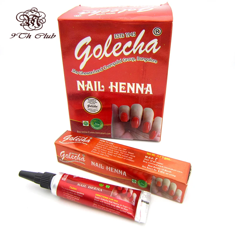 1 Piece Indian GOLECHA Henna Nail Polish Art,Mehndi Colored Henna Muslim Nail Polish Paste Cones