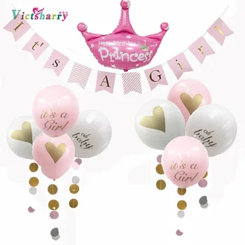 

Baby Shower Decorations for Kids ,Its A Girl / Boy Garland Bunting Banner,8Pcs Balloons Kit with Ribbon,Pink / Blue Theme Party