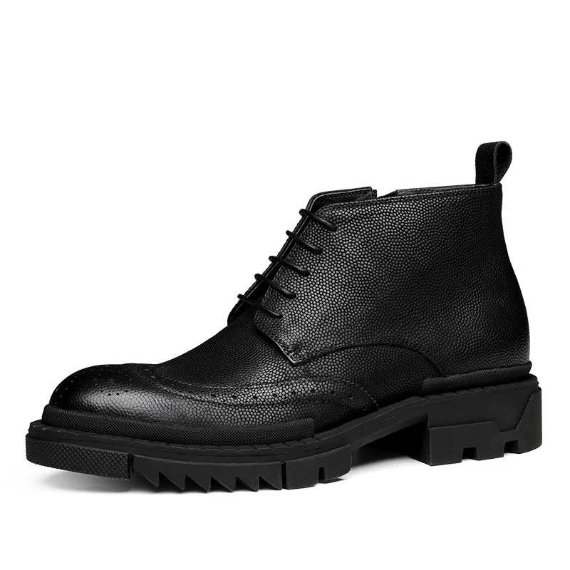 Los Cuero Alta Hombres De Genuino Invierno Moda Piel Zapatos Botas Vaca Martin Retro Encaje 7tqBwU