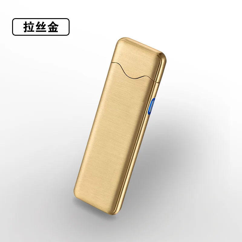 Отпечаток пальца электронная USB Зажигалка Smart Touch плазменная Зажигалка ультра тонкая перезаряжаемая электрическая зажигалка для сигарет гаджеты для мужчин - Цвет: Golden