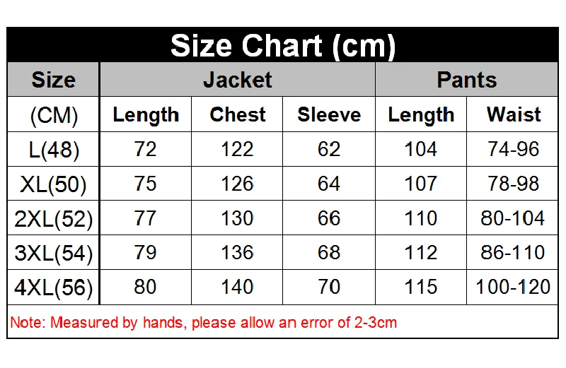 Ghillie Suit Size Chart