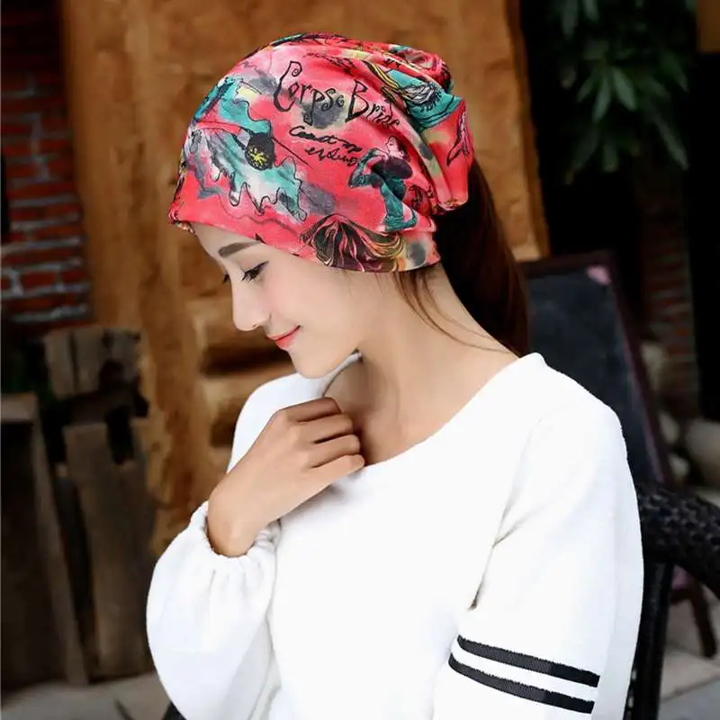 

Harajuku Adult Hip Hop Slouch Cap Women Beanies Gorros Bonnet Femme Chapeu Spring  As Ring Scarf Headscarf YJWG105
