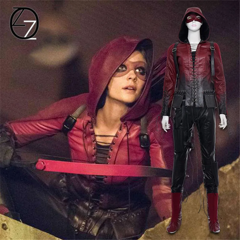 

Green Arrow Season 4 Thea Queen Cosplay Costume For Adult Women Red Arrow Speedy Cosplay Costume Superhero leather Hoodie