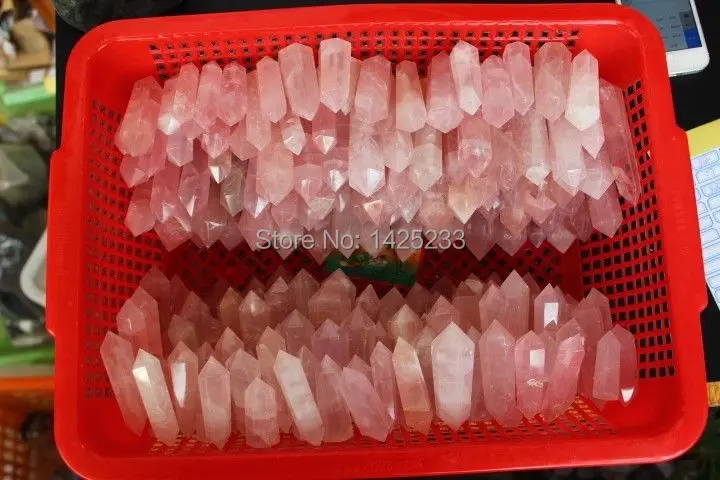 

1kg  (17-25pcs) natural  rose quartz crystal point wand (7-9)cm