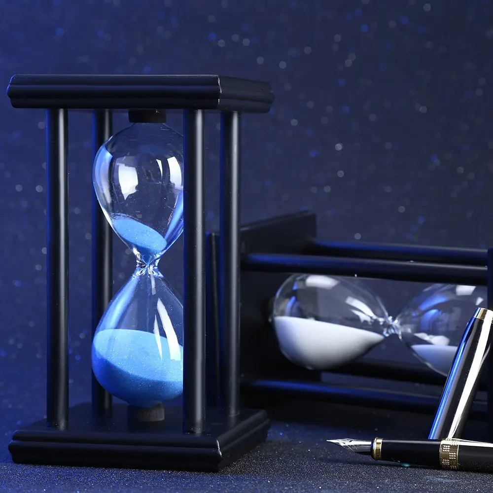 1 Minute Wooden Sandglass Hourglass Sand Timer Clock for Kitchen Home Decor Blue