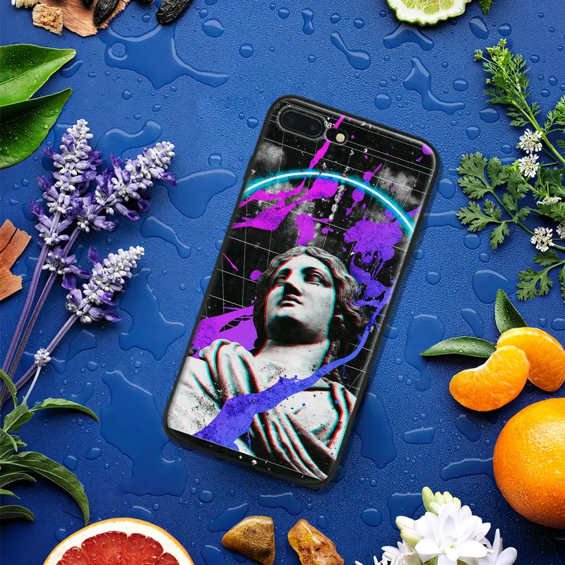 

Abstract Vaporwave Trippy statue Tpu Soft Silicone Phone Case Cover Shell For Apple IPhone 5 5s SE 6 6s 7 8 Plus X 10