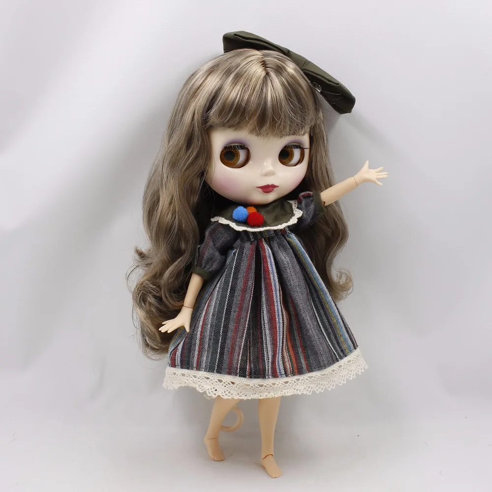 Neo Blythe Doll Stripe Printed Dress with Bowknot 5