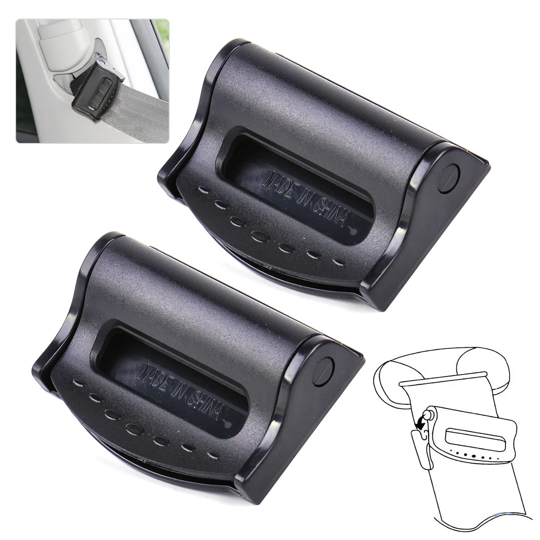 

DWCX 2x Car Seat Safety Belts Strap Clips Clamp Adjustable Stopper Buckles Extender Improves Comfort for VW Audi Mazda Hyundai