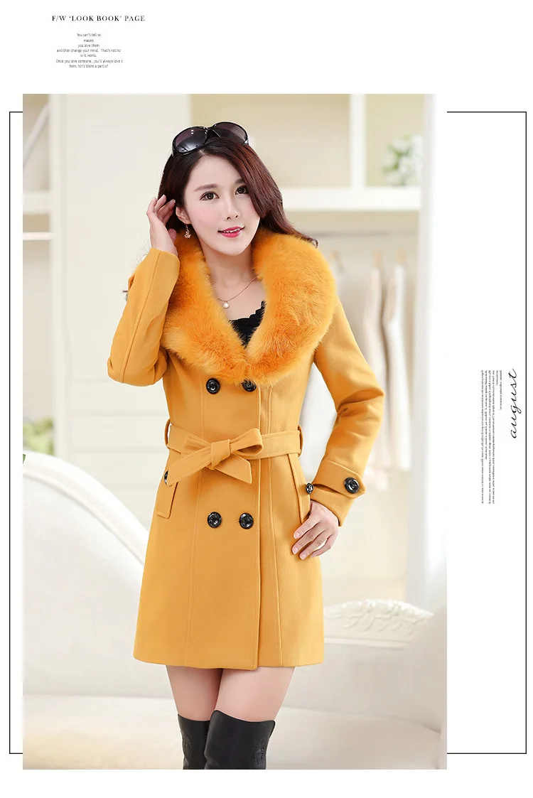 Новое поступление зима весна женское Шерстяное Пальто корейский стиль верблюжий тонкий отложной воротник повседневное толстое пальто размера плюс 5XL длинное пальто