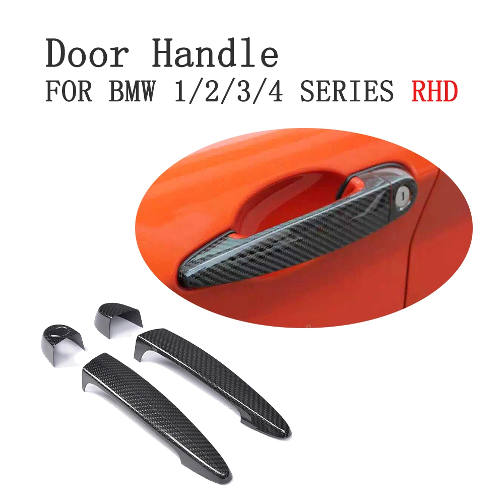 For BMW RHD Carbon Fiber Auto Door handles Trim Knobs Covers for BMW 1