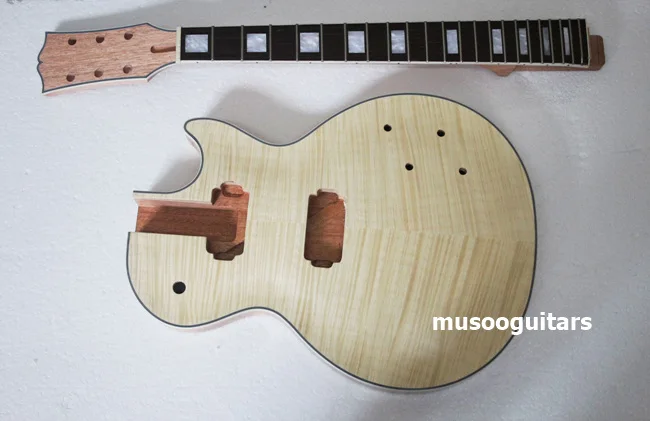 

Musoo Brand Flame Maple Venner Top Electric Guitar kit For Custom
