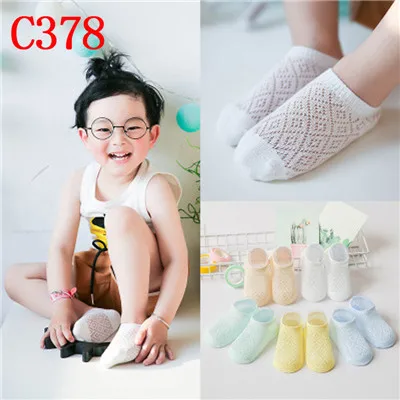 5 пар/лот, носки для новорожденных, носки для маленьких девочек, хлопок, дышащие летние сетчатые тонкие носки для маленьких мальчиков, носки для новорожденных - Цвет: C378