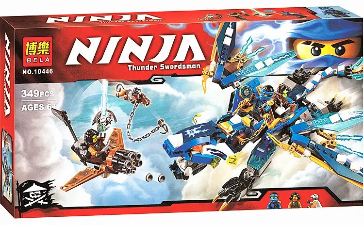

Free Shipping 10446 349PCS Ninja building block Jay Thunder Dragon bricks pirate monkey compatible Toys