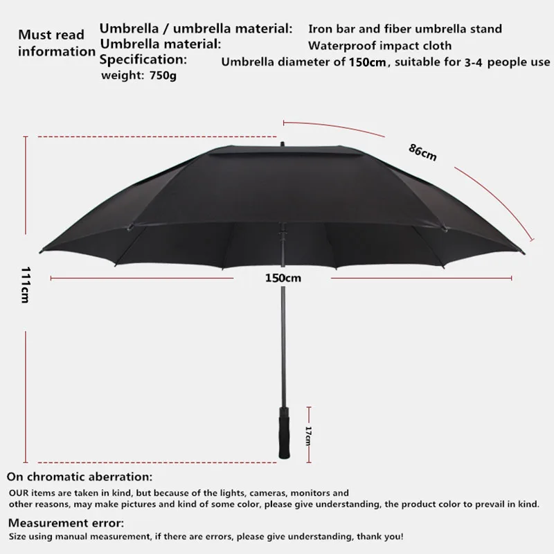 NX Creative Large double layer golf umbrella 145cm to 150cm umbrella men windproof strong long umbrellas for men business (5)-genghaun