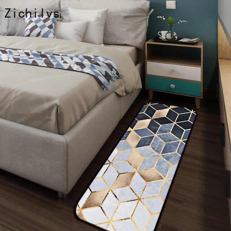 

Zichilvs Modern Metal Golden Carpet Black Geometric Bedroom Door Rug Living Room Carpet Parlor Tapete Fashion Decorative Mat 3D