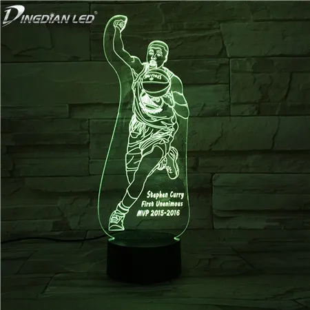 

NBA 3D LED Lamp Night Lamp Multicolor RGB Table Light Jordan Curry James Kobe Novelties 2019 Super Cool Golden State Warriors