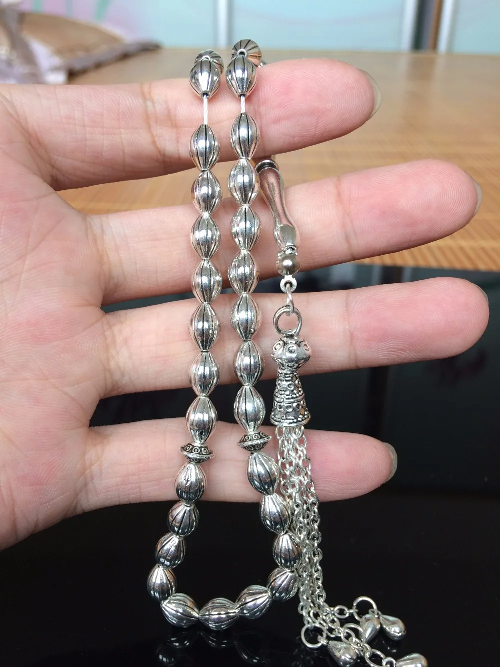 

Free shipping Alloy material plating silver color Allah Islamic 33 prayer beads Free shipping Tasbih masbaha misbaha tesbih