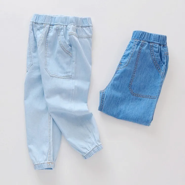 Спортивные штаны для маленьких мальчиков джинсовые штаны тонкие противомоскитные штаны для девочек джинсовые штаны с эластичной резинкой на талии Штаны для малышей Одежда для мальчиков