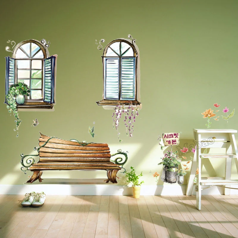 Mabao Fake Window Curtains Diy Wall Sticker Home Decor For Living Mabao Fake Window Curtains Diy Wall Sticker Home Decor For Living Room Wedding Decoration Pictures Wallpaper Decals Poster Ay939 In Stickers From