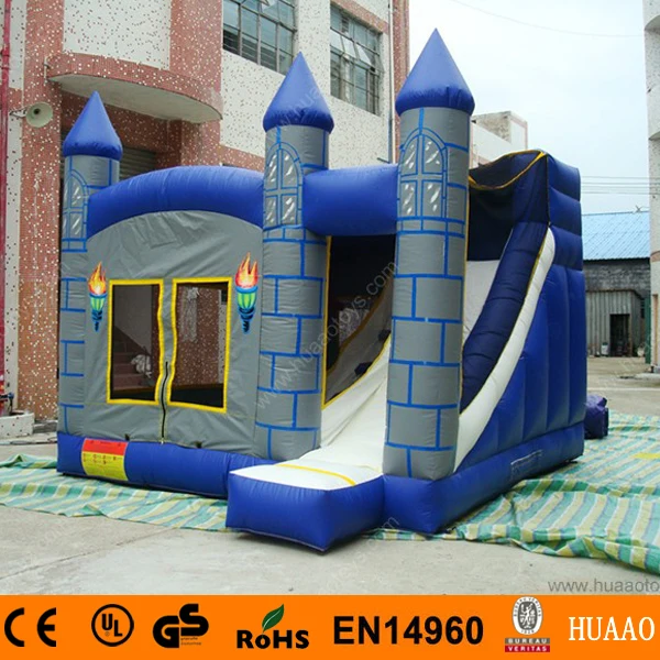 

Commercial Blue Brick Wall Inflatable Bouncer Castle with Slide and CE Blower