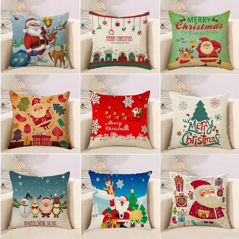 

Christmas Pillow 2019 New Year Decorations Linen Pillow Cover Merry Christmas Pillowcase Christmas Decoration for Home