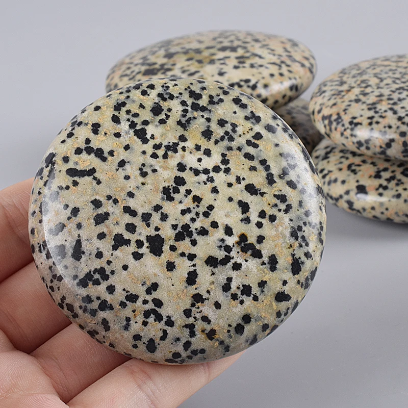 

6*2 cm Palm Stone Dalmatian Chakra Decor Feng shui Natural Crystal Mineral Quartz Meditation Spiritual Healing Energy Stone