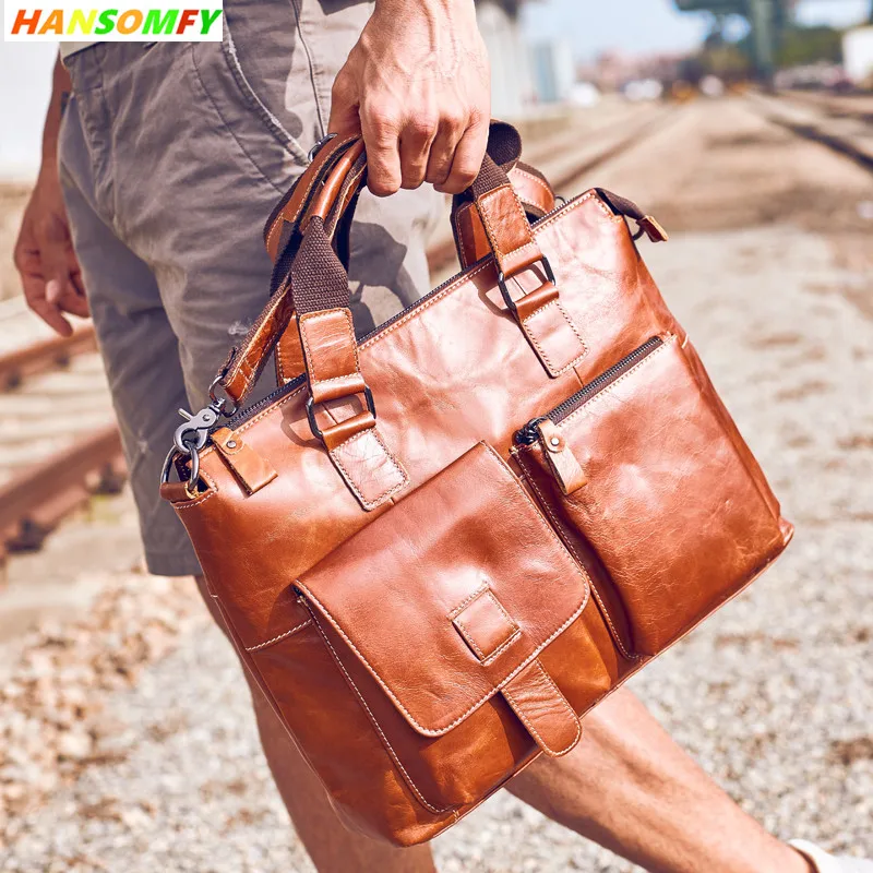 Мужская сумка 15 &quotпортфель для ноутбука сумки через плечо бизнес 100% натуральная