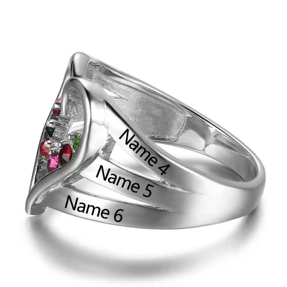 New 925 Sterling Silver Birthstone Ring Engrave Name Engagement Rings Love Heart Shape Rings Free Gift Box JewelOra RI102734
