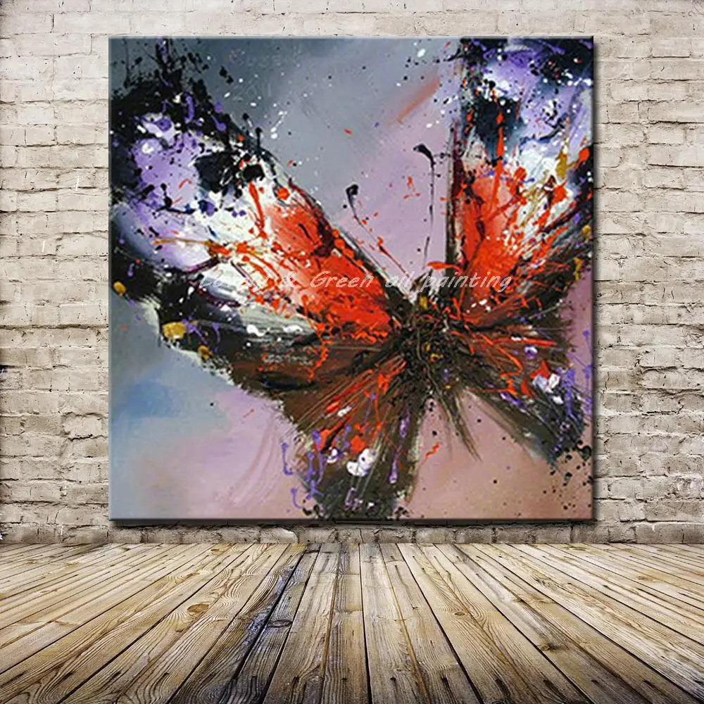 100 Handmade Modern Abstract Butterfly Oil Painting On