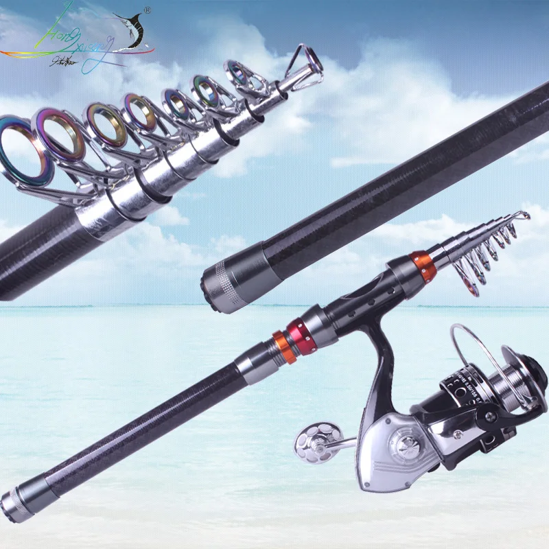الفرعية البحر القطب ألياف الكربون تلسكوبي الصيد قضيب المحمولة الغزل الصيد قضيب القطب السفر البحر قارب روك الصيد قضيب