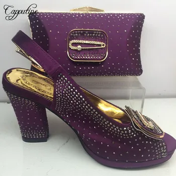 

Capputine Hot Selling African Woman Shoes And Bag Set Italian Summer Rhinestone Pumps Shoes With Matching Bag For Party BL215C