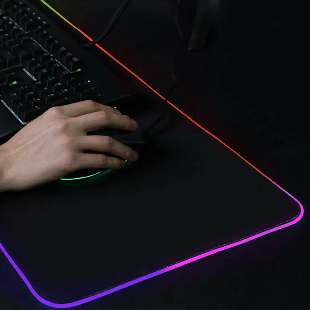 Игровой коврик для мыши RGB, Красочный светодиодный коврик для Геймерской Мыши, коврик для компьютерной мыши, коврик для клавиатуры, Настольный коврик для ПК, ноутбука, 350*250 мм