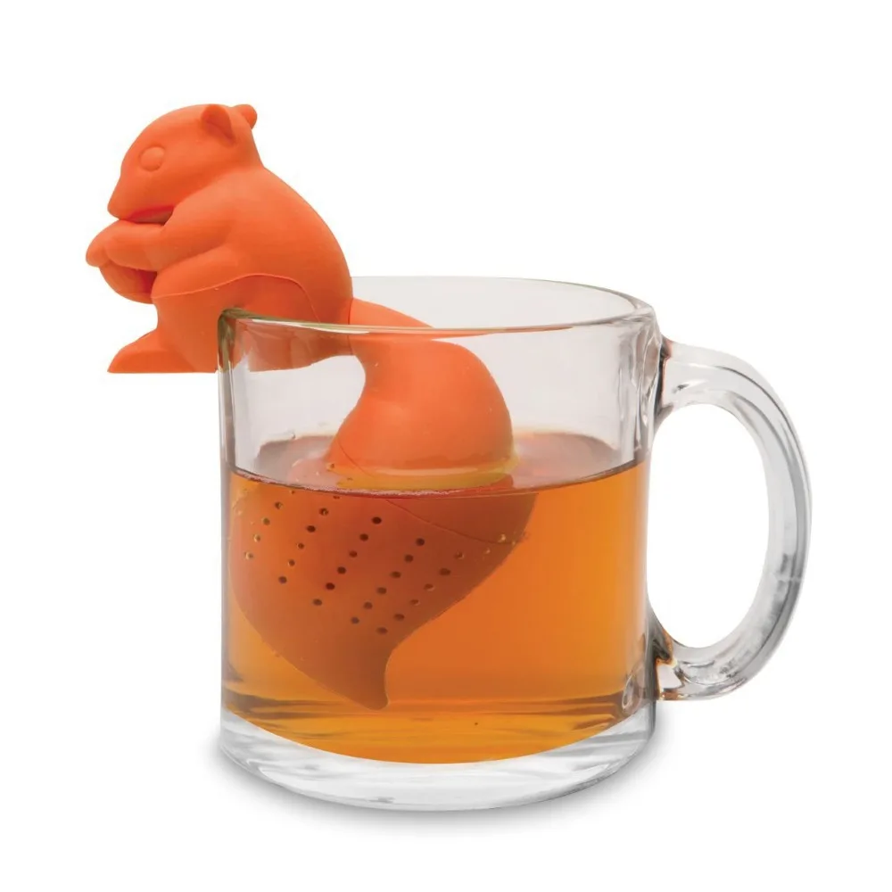 High Quality Cute Squirrel Tea Strainer Silicone loose leaf Tea Infuser