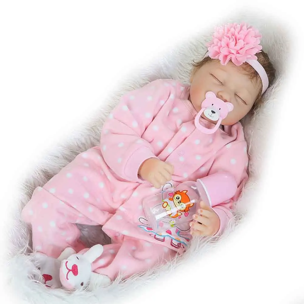 

Hot Selling NPK 22inch Silicone Reborn Newborn Doll Set Lifelike Cute Sleeping Baby Dolls for Kids Playmat