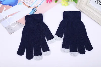 Style 2 Navy Blue Rimiut женские кашемировые трикотажные зимние перчатки кашемировые трикотажные женские осенние зимние теплые толстые перчатки с сенсорным экраном лыжные перчатки - Цвет: Style 2 Navy Blue