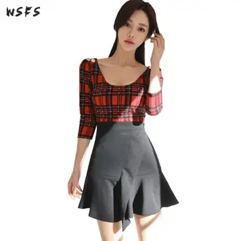 

Summer Dresses Red Plaid Oneck Womens Dress 2019 Bodycon Bandage Vintage Office Ladies Sexy Party Black Mini Mermaid Sundress