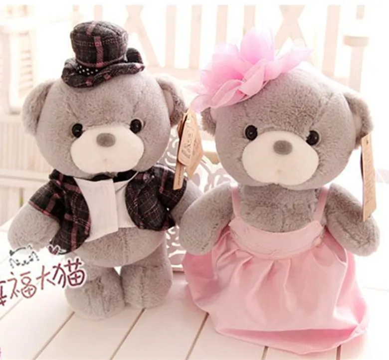 Hot sale 1 pair Special cute 25cm Couples wedding teddy bear get