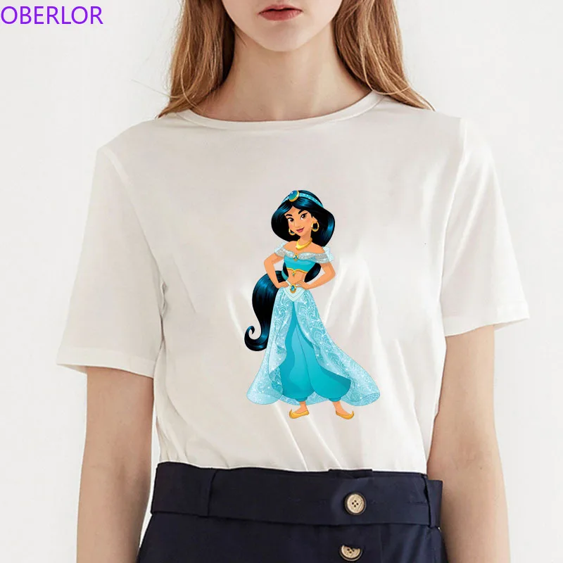 

Women 2019 Clothing Print Kawaii Princess Jasmine Funny Graphic Tees Mujer Tops Aesthetic Femme Streetwear Harajuku T Shirt