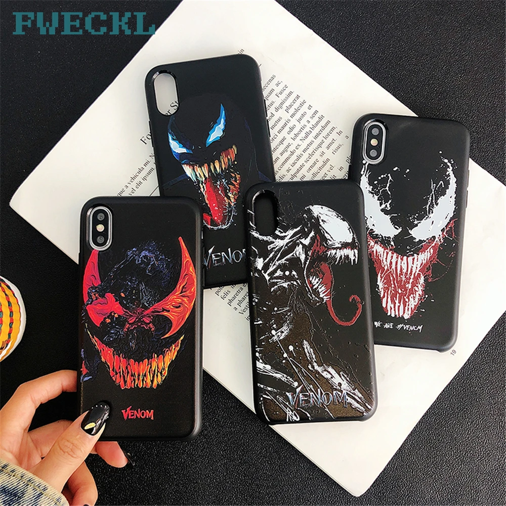 

3D Emboss Pattern Marvel Super Hero Venom Phone Case For iPhone 7 8 Plus X XS MAX XR 6 6S Plus Soft TPU Silicon Back Cover Coque
