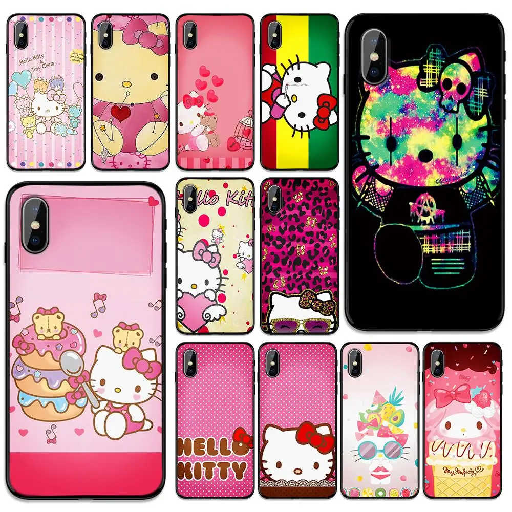 

Cute hello Kitty Soft TPU Case Cover for Apple iPhone 6 6S 7 8 Plus 5 5S SE X XS MAX XR Silicone Cases