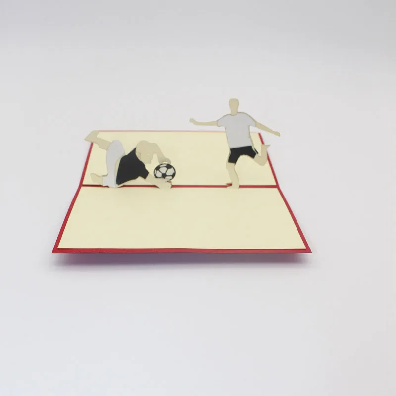  1pc 10*15cm 3D Laser Cut Playing Soccer Kids Paper Invitation Greeting Cards with Envelope Children - 32804256627