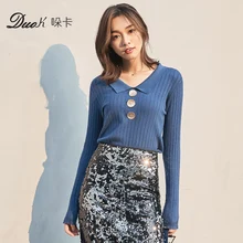 Autumn Winter Women Warm Sweater Korean Fahion Simple Sytle Vintage Turn-down Collar Knitted Sweaters Jumper Pullover CQM18181 Autumn Winter Women Warm Sweater Korean Fahion Simple Sytle Vintage Turn-down Collar Knitted Sweaters Jumper Pullover CQM18181