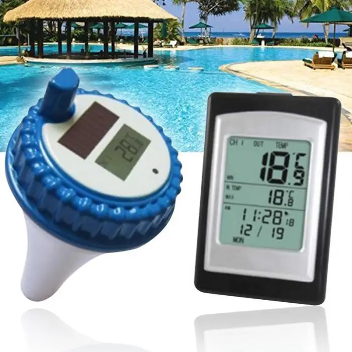 Беспроводной солнечной энергии плавающий термометр бассейн цифровой плавательный бассейн спа плавающий термометр B2Cshop