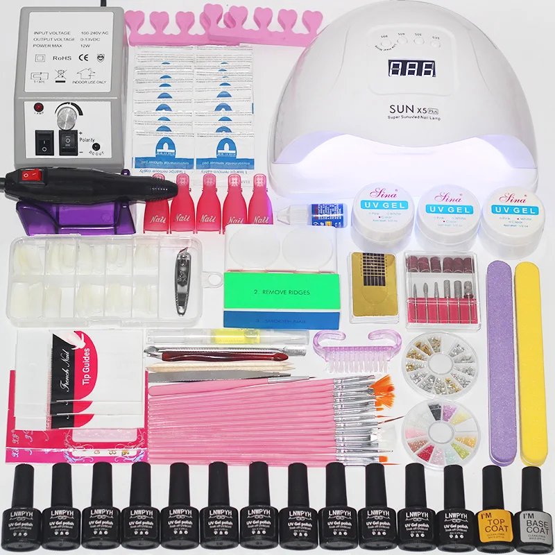 

Nail Kit 24w/48w/54w Led Uv Nail Lamp 12 Color Gel Nail Polish Varnish Acrylic Kit Electric Nail Drill Machine Manicure Set