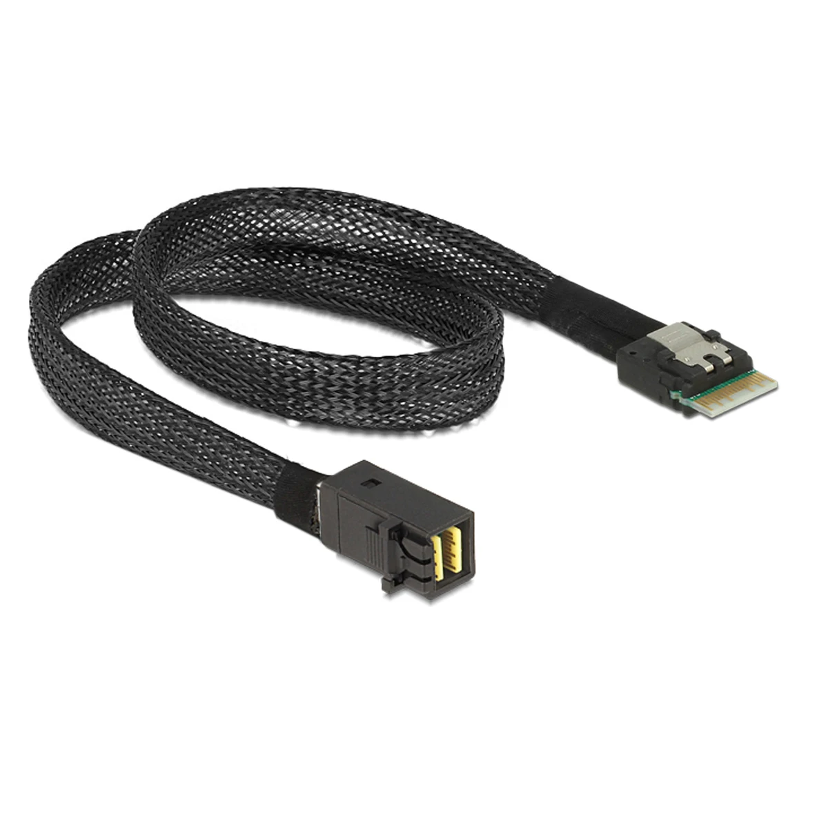 

Jimier Slim Line SAS 4.0 SFF-8654 4i 38pin to HD Mini SAS 4i SFF-8643 36pin Cable 0.5M