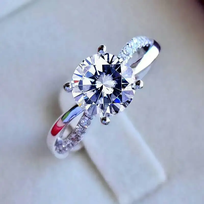 

[MeiBaPJ Moissanite Gemstone Fashion 1 Carat Diamond Ring D Color VVS 925 Sterling Silver Fine Wedding Jewelry for Women