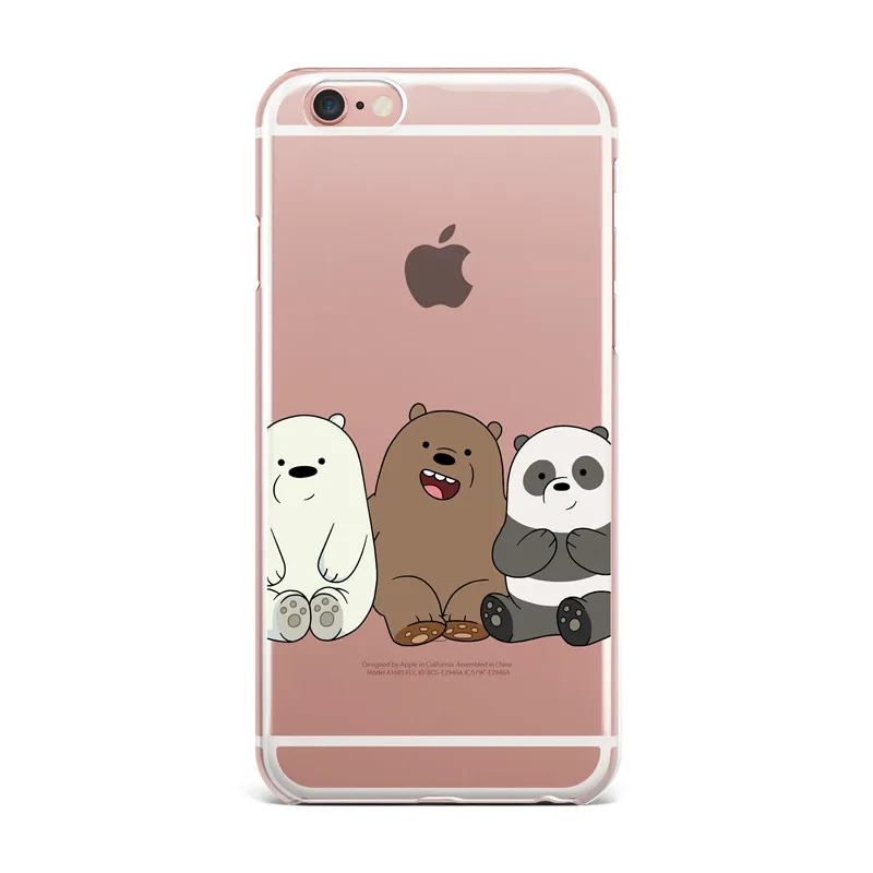 Transparent Hard Phone Case For iPhone X SE 5 5S 6 6S 7 8 Plus Cartoon Animation We Bare Bears Grizzly & Panda & Ice Bear Cover