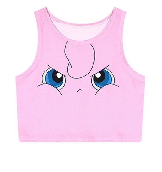 Лето Harajuku сексуальные девушки косплей Pocket Monster Crystal Crop Топы жилет танк - Цвет: A