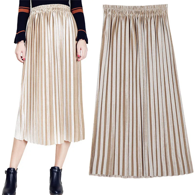NEW Fashion 2018 Summer style skirts womens Pleated Skirt Vintage High Waist straight Skirt Long Skirts Femme Saia Y05#N (11)